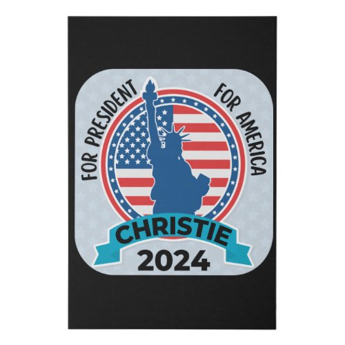  Christie For President 2024 with Flag and Statue Faux Canvas Print