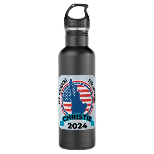  Christie For President 2024 with Flag and Statue Stainless Steel Water Bottle