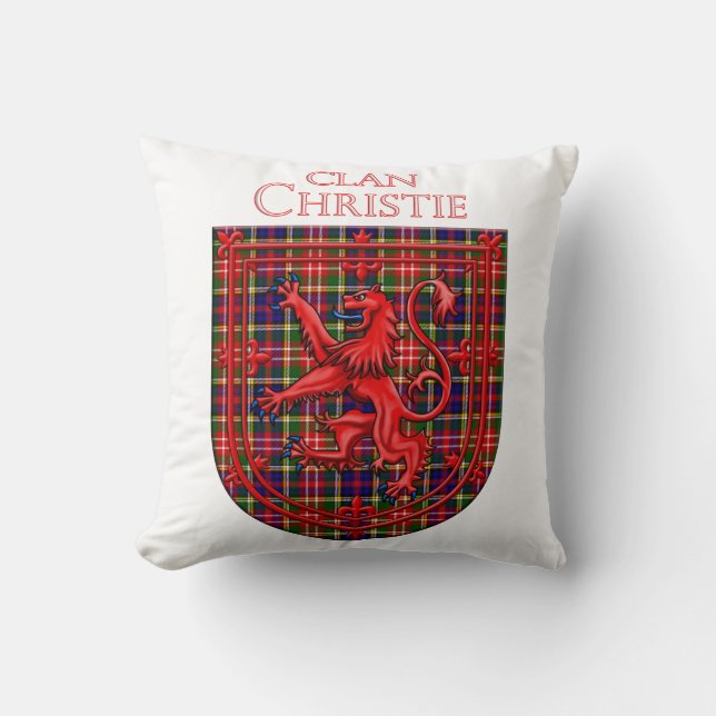 Christie Tartan Scottish Plaid Lion Rampant Throw Pillow (Front)