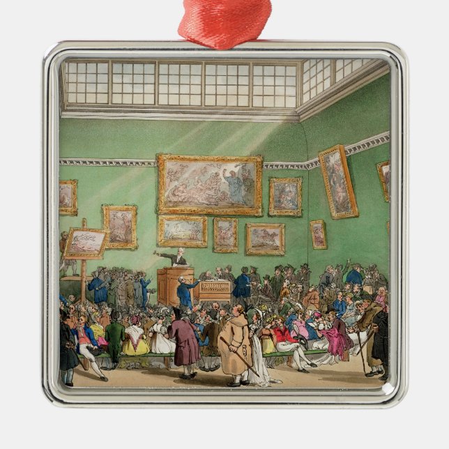 Christie's Auction Room, aquatinted by J. Bluck Metal Ornament (Front)