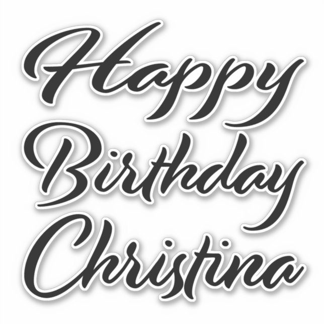 Christina name first name black Sticker birthday (Front)