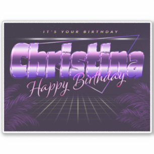 Christina Name First Name Retro Sticker Birthday
