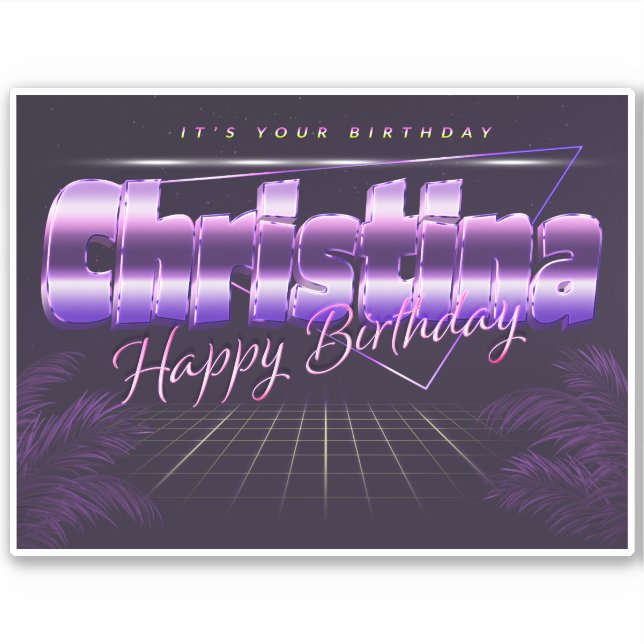 Christina Name First Name Retro Sticker Birthday (Front)