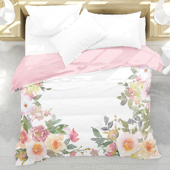 Christina Pink Watercolor Floral  Duvet Cover by Letsrendevoo at Zazzle