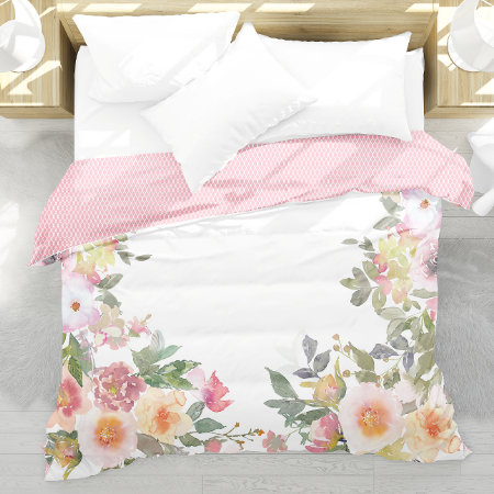 Christina Pink Watercolor Floral  Duvet Cover