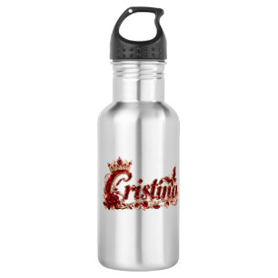 Christina Ruby Crystal Luxury Name Stainless Steel Water Bottle
