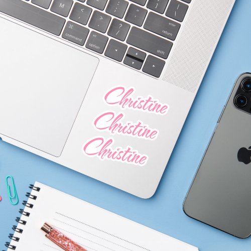 Christine Decorative Name in Pink x3 Sticker