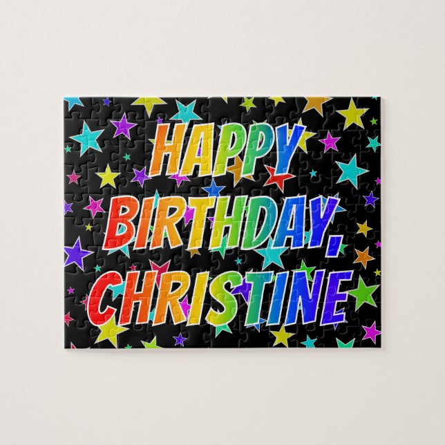 "CHRISTINE" First Name, Fun "HAPPY BIRTHDAY" Jigsaw Puzzle (Horizontal)