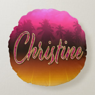 Christine First Name Golden pink cushion
