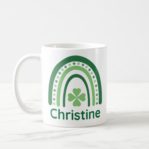 Christine Name Clover Boho Rainbow Coffee Mug