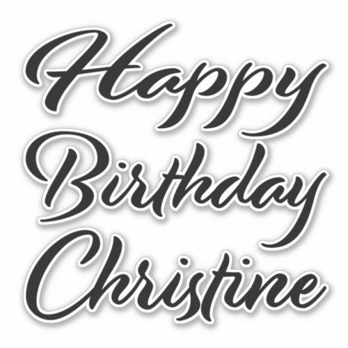 Christine Name First Name black Sticker Birthday