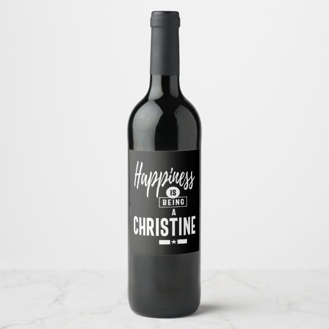 Christine Personalized Name Birthday Gift Wine Label (Front)