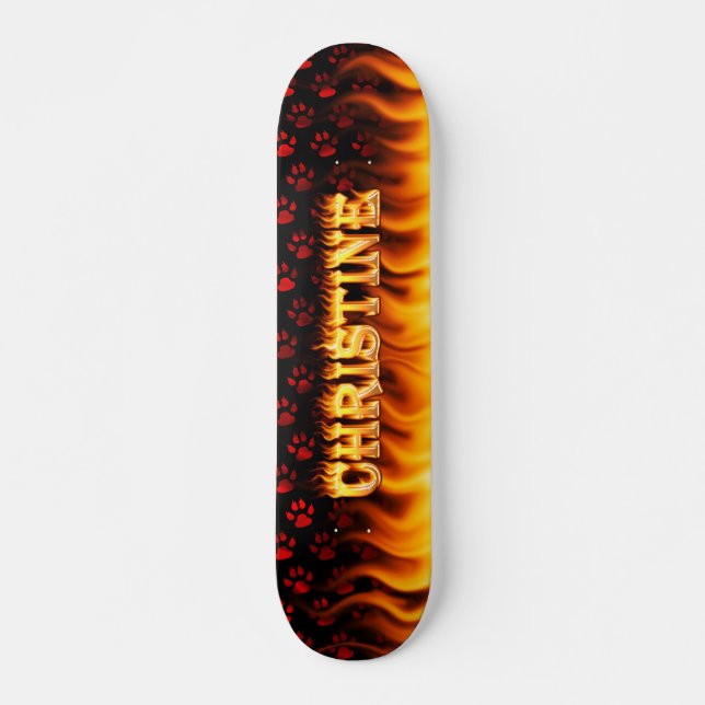 Christine skateboard fire and flames design deck (Front)