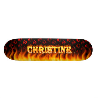 Christine skateboard fire and flames design deck