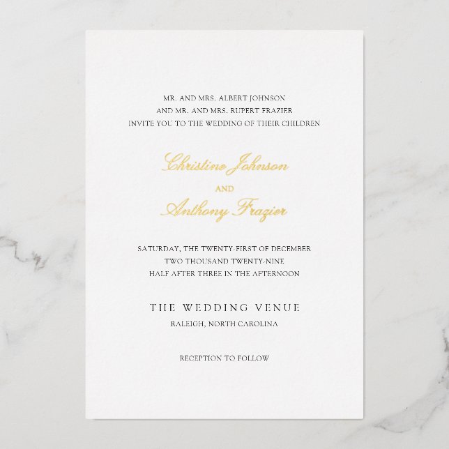 Christine Traditional Elegant Wedding Foil Invitation (Front)