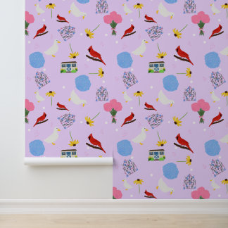 Christine's Garden Cottagecore lilac Wallpaper