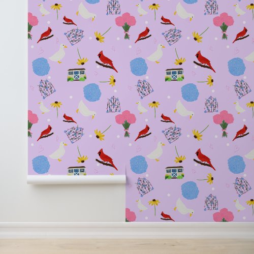 Christine's Garden Cottagecore lilac Wallpaper