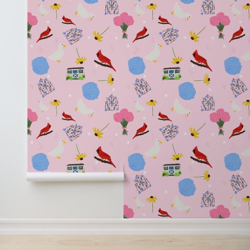Christine's Garden Cottagecore pink Wallpaper