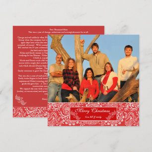 Christma Letter on Back Red Christmas Photo Invitation