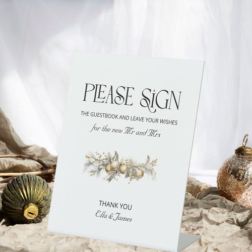 Christma Wedding Gold Garland Guest Book Sign