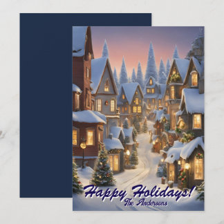 Christmas 10 Village, Happy Holidays,Christmascard Invitation
