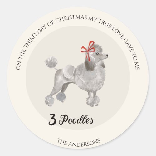Christmas 12 Dogs of Christmas 12 Days Third Day Classic Round Sticker