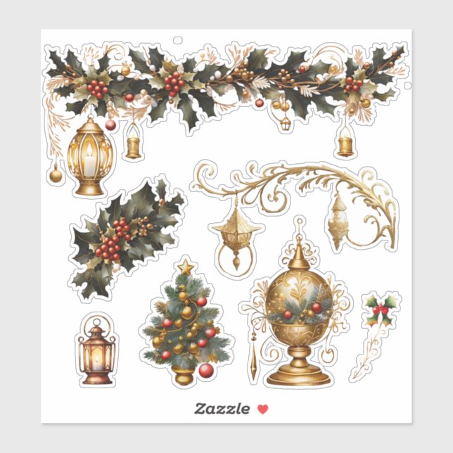 Christmas_13 Custom-Cut Vinyl Sticker (Sheet)