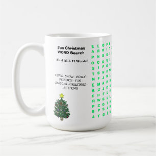 Christmas 15 Word Puzzle Fun Coffee Mug