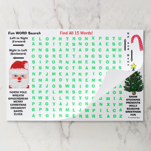 Christmas 15 Word Search Activity Paper Pad