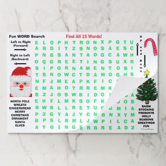 Christmas 15 Word Search Activity Paper Pad (Folded)