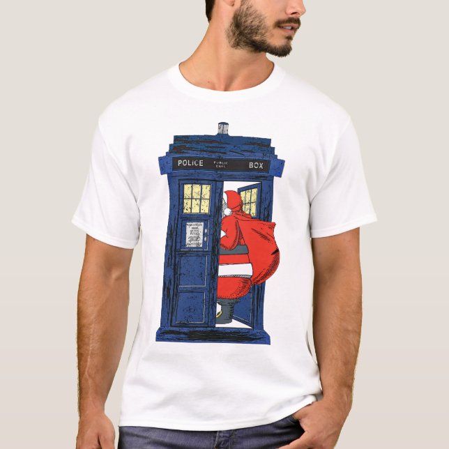 Christmas 1822 - Santa Visit Blue Police Box 1 T-Shirt (Front)