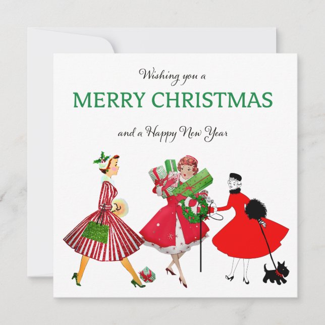 Christmas 1950 Vintage Ladies    Card (Front)