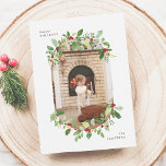 Christmas 1 Photo Arch & Elegant Winter Botanicals Holiday Card<br><div class="desc">Celebrate the holidays with this elegant Christmas Photo Card. The front features a custom photo in a charming arch-shaped frame. The frame is adorned with delicate hand-painted winter botanicals featuring lush green leaves and bright red watercolor berries - a traditional Christmas theme. A greeting of your choice is written in...</div>