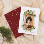 Christmas 1 Photo Arch & Elegant Winter Botanicals Holiday Card<br><div class="desc">Celebrate the holidays with this elegant Christmas Photo Card. The front features a custom photo in a charming arch-shaped frame. The frame is adorned with delicate hand-painted winter botanicals featuring lush green leaves and bright red watercolor berries - a traditional Christmas theme. A greeting of your choice is written in...</div>