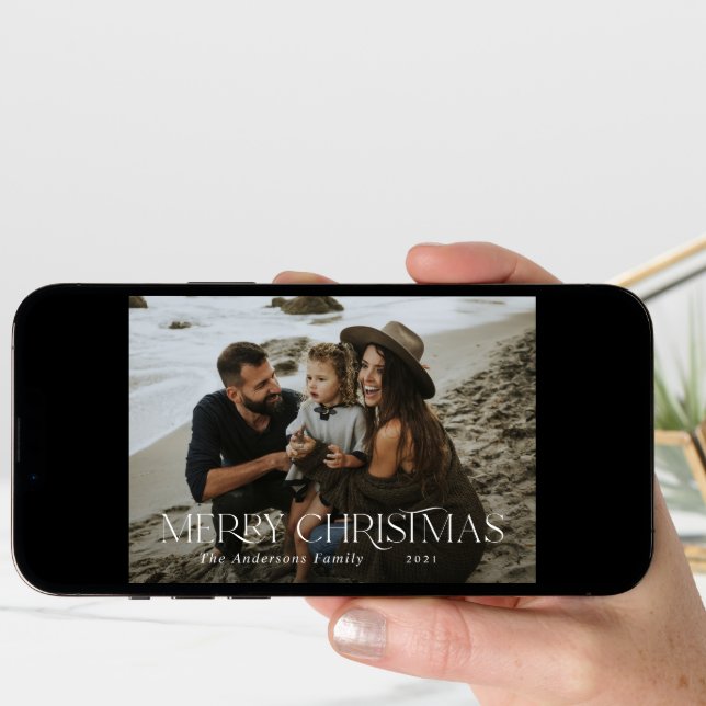 Christmas 1 photo botanical floral folded holiday card (Front Digital)