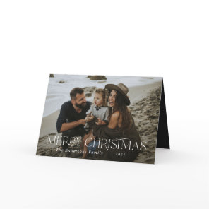 Christmas 1 photo botanical floral folded holiday card