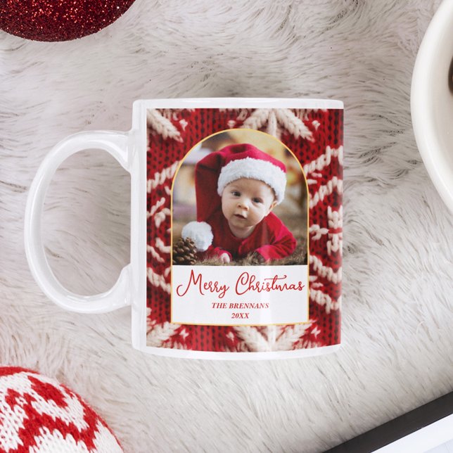 Christmas 1 Photo Elegant Festive Script Mug (Christmas 1 Photo Elegant Festive Script Mug)