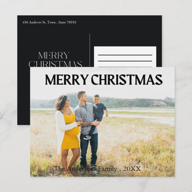 Christmas 1 photo family holiday (Front/Back)