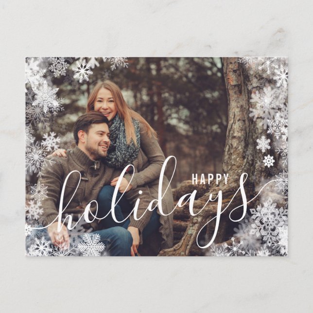 Christmas 1 Photo Holiday Postcard Snowflake Ice (Front)