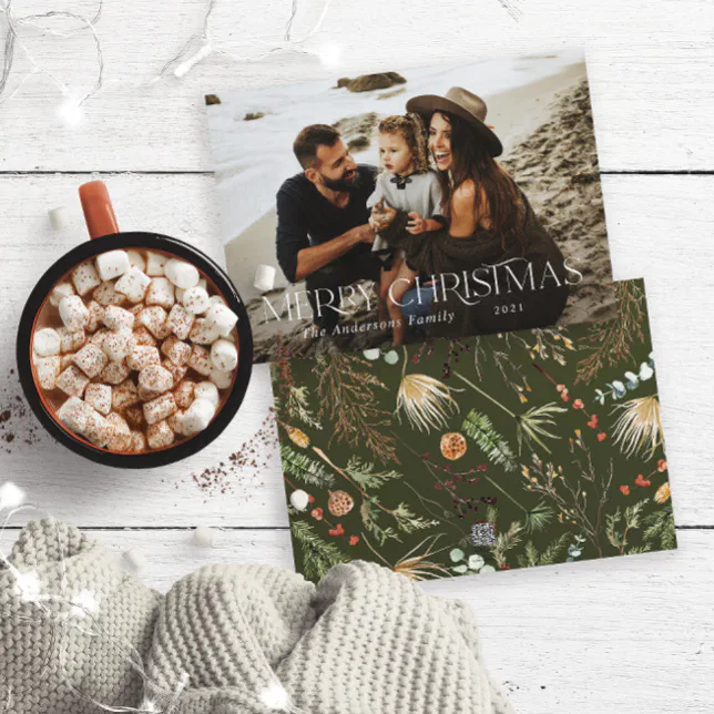 Christmas 1 photo watercolor botanical floral holi holiday card
