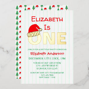 Christmas 1st Birthday Foil Invitation