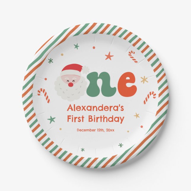  Christmas 1st Birthday Party  Paper Plates (Front)