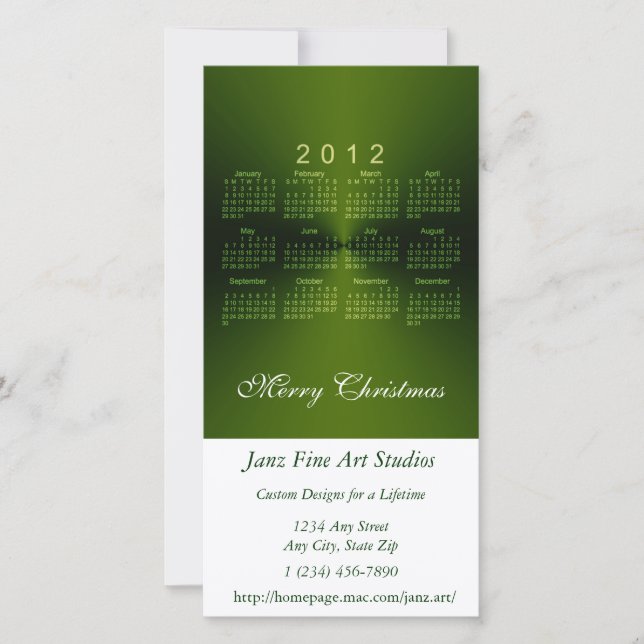 Christmas 2012 Calendar Holiday Card (Front)