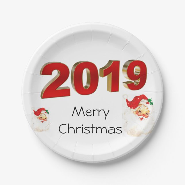 Christmas 2019 Merry Christmas Paper Plates (Front)