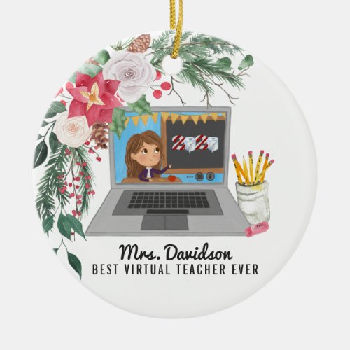 Christmas 2020  Best Virtual Learning Teacher Ceramic Ornament