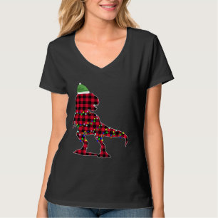 Christmas 2020 Buffalo Plaid Dino Rex T-Shirt