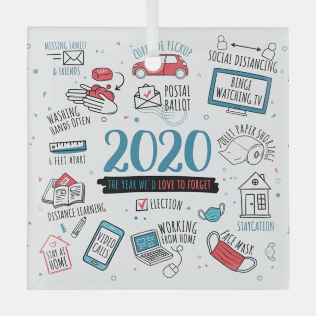 Christmas 2020 Commemorative Pandemic Glass Ornament (Front)
