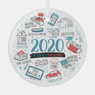 Christmas 2020 Commemorative Quarantine Activities Glass Ornament