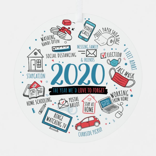 Christmas 2020 Commemorative Quarantine Activities Metal Ornament (Front)