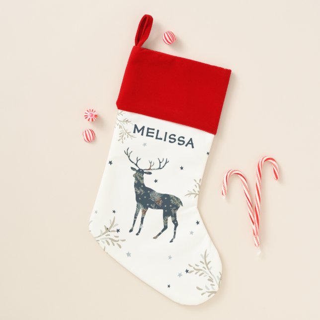 Christmas 2020 Holiday Deer Rustic Personalized Stocking (Front)